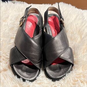 Black Sandals with Red Insole
